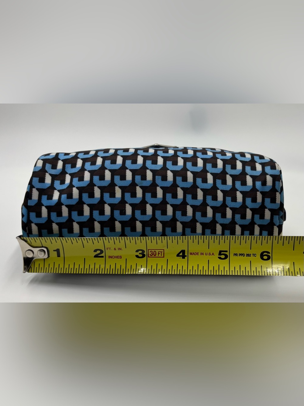 Prada Blue an White Geometric Logo Makeup Pouch - Picture 12 of 14